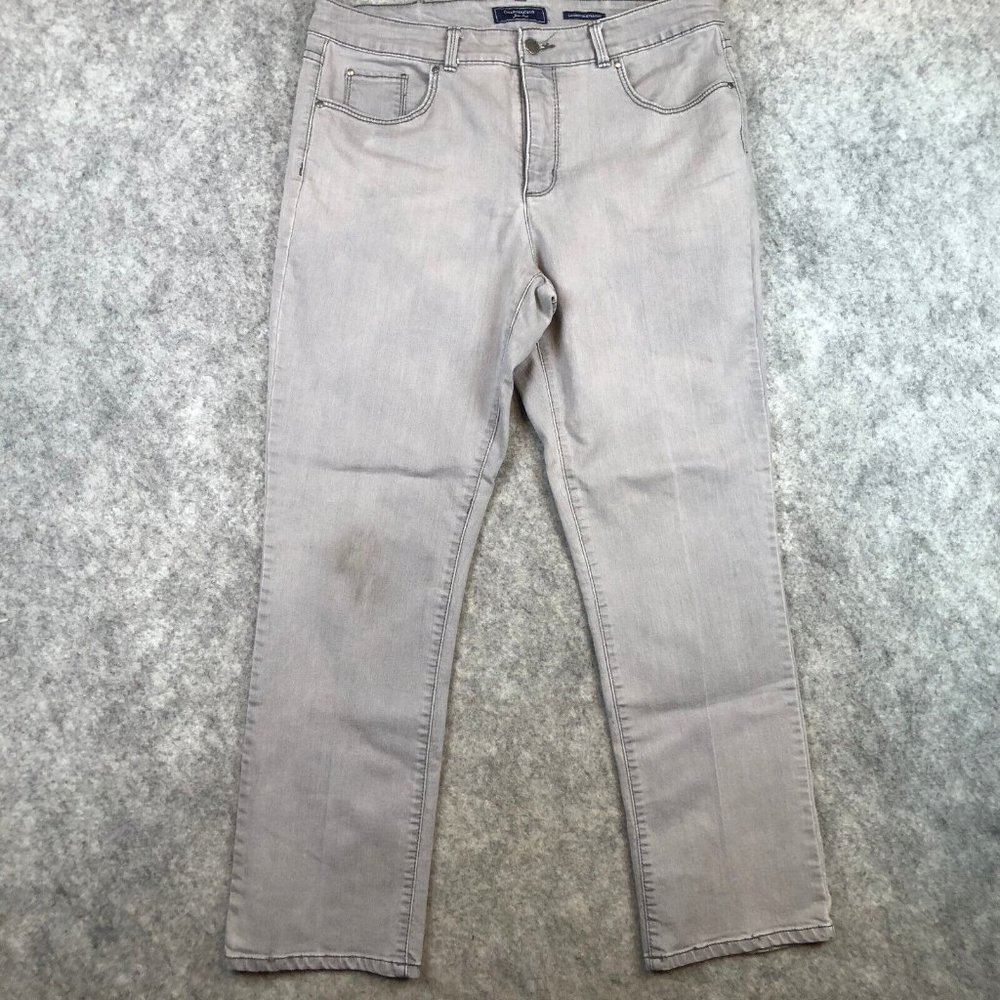 Charter Club Jeans 14S Lexington Straight High Rise Gray Stretch Womens